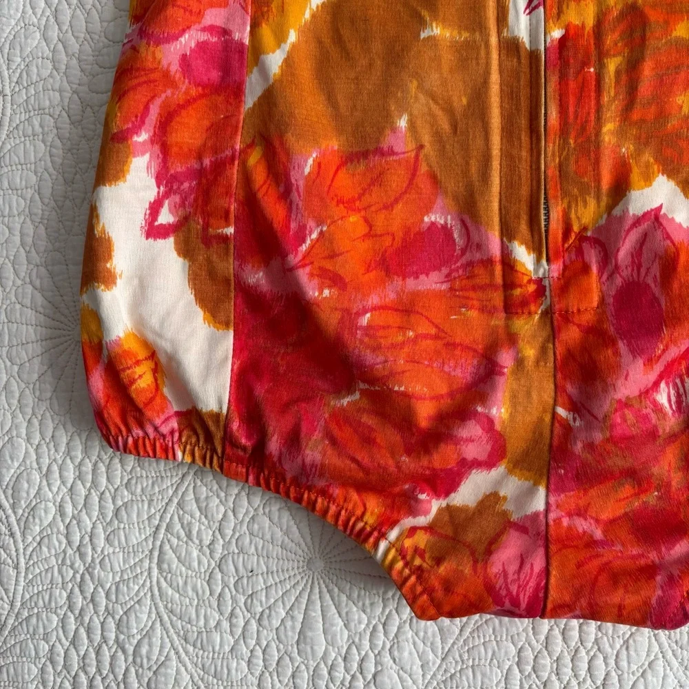 Vintage 1950s COLE of CALIFORNIA Pink, Orange & Gold Floral Ruched Bathing Suit - Picture 7 of 16
